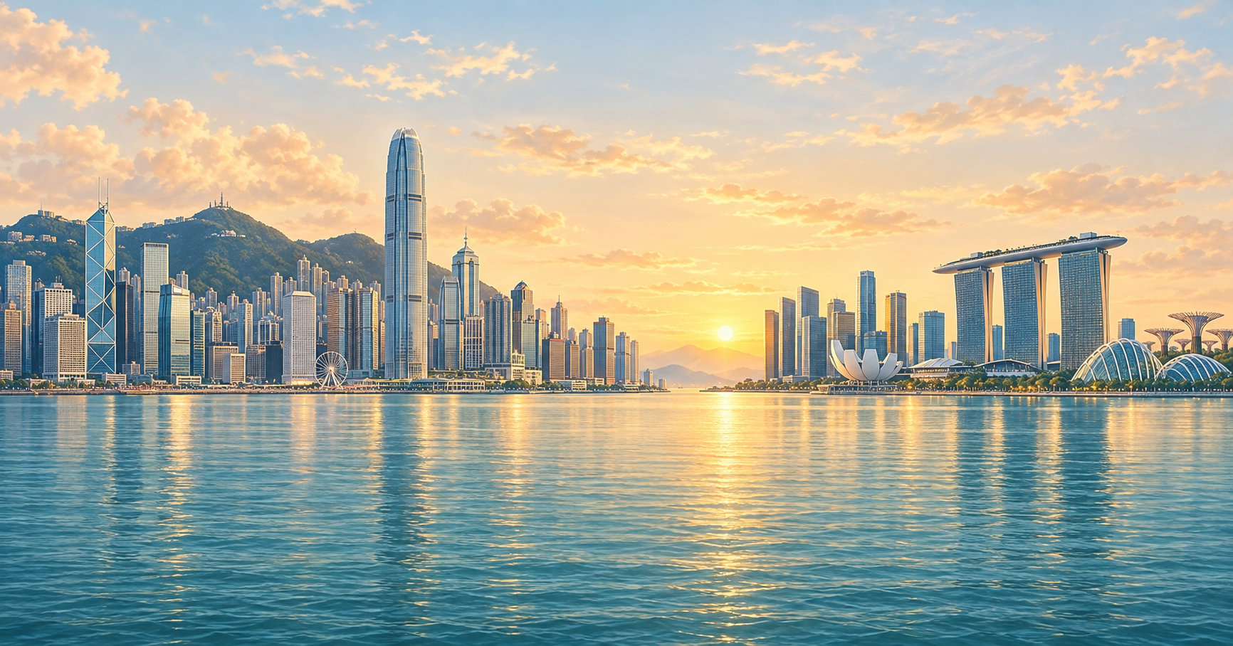 AI Generated image of Hong Kong and Singapore
